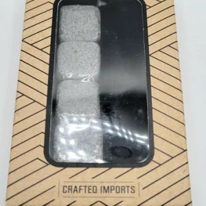 SET 4 WHISKEY STONES WITH BLACK VELVET BAG NEW
